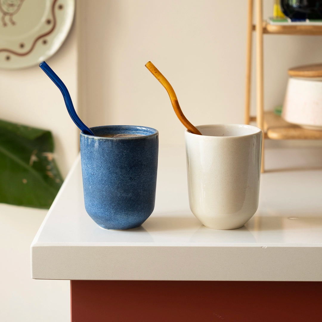 Stoneware Tumbler Bardak - İnci Beyaz