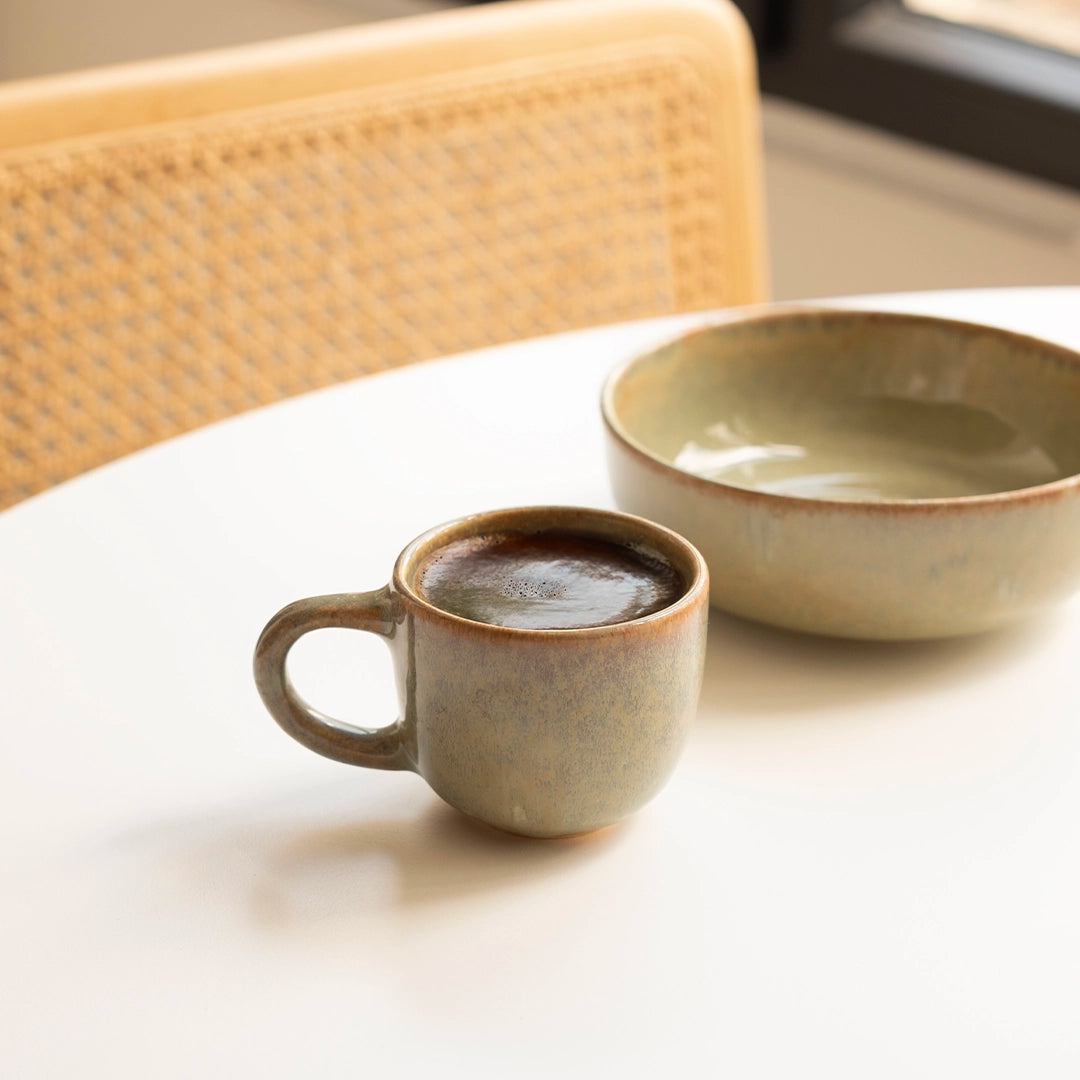 Stoneware Orta Boy Kupa - Müdavim Yeşil