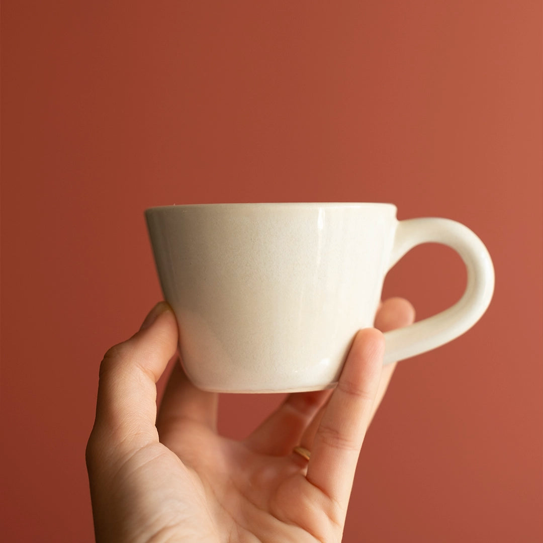 Stoneware Küçük Boy Kupa - İnci Beyaz