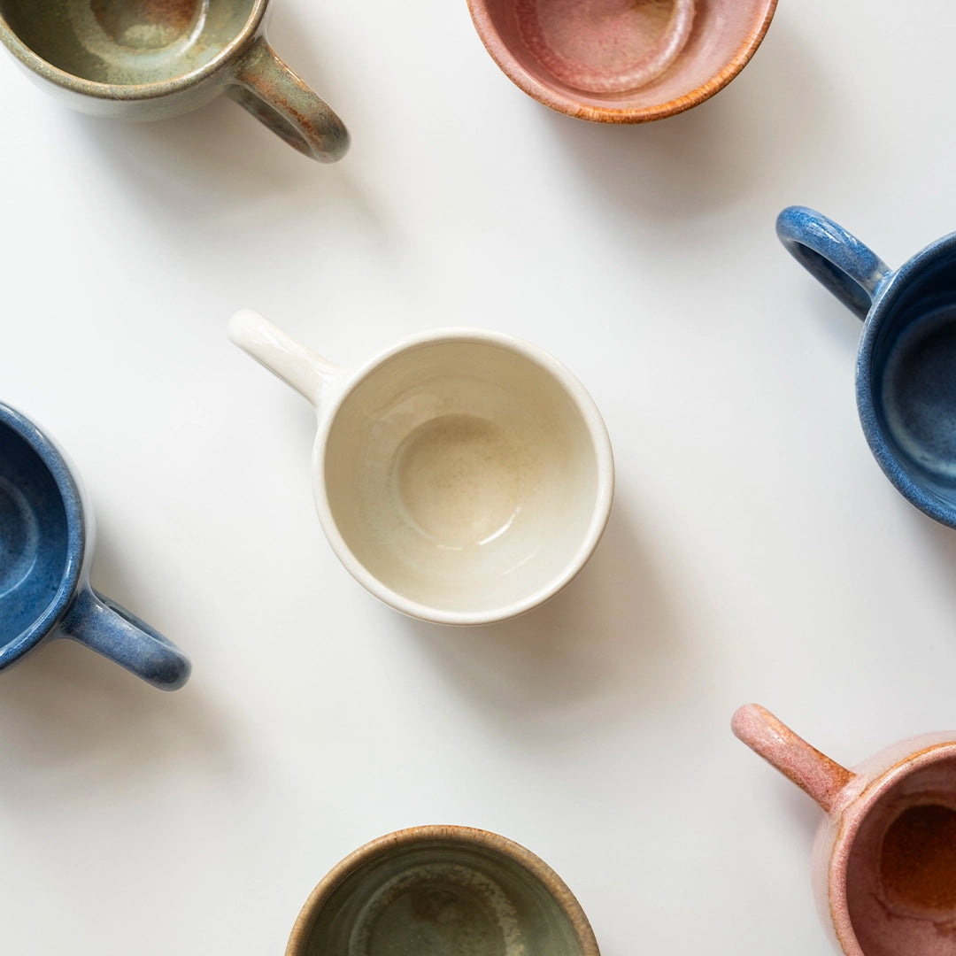 Stoneware Orta Boy Kupa - İnci Beyaz