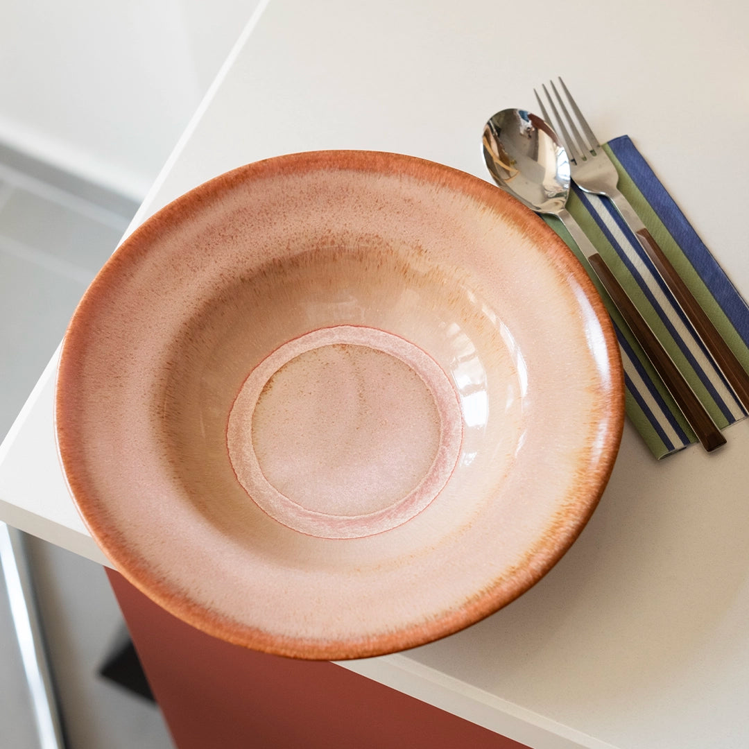 Stoneware Makarna Tabağı - Gonca Pembe