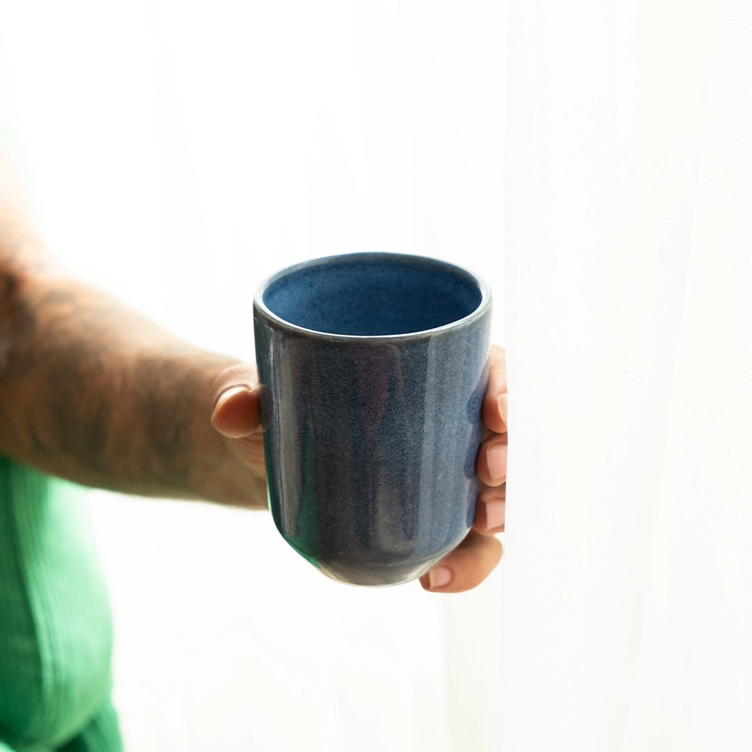 Stoneware Tumbler Bardak - Sayfi Mavi