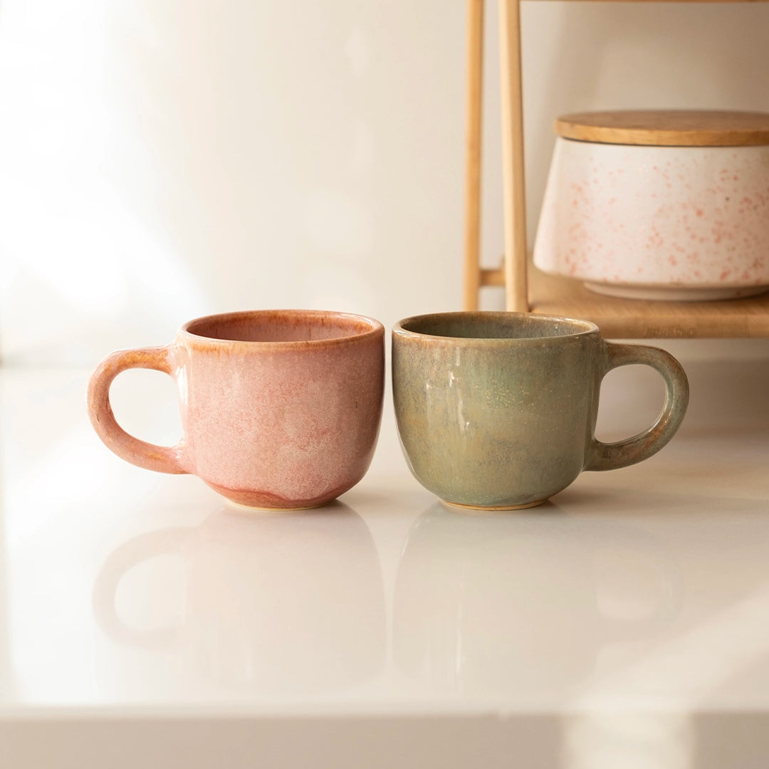 Paylaşım Ritüeli - Beş Çayı No.1: Müdavim Yeşil+Gonca Pembe Orta Boy Kupa