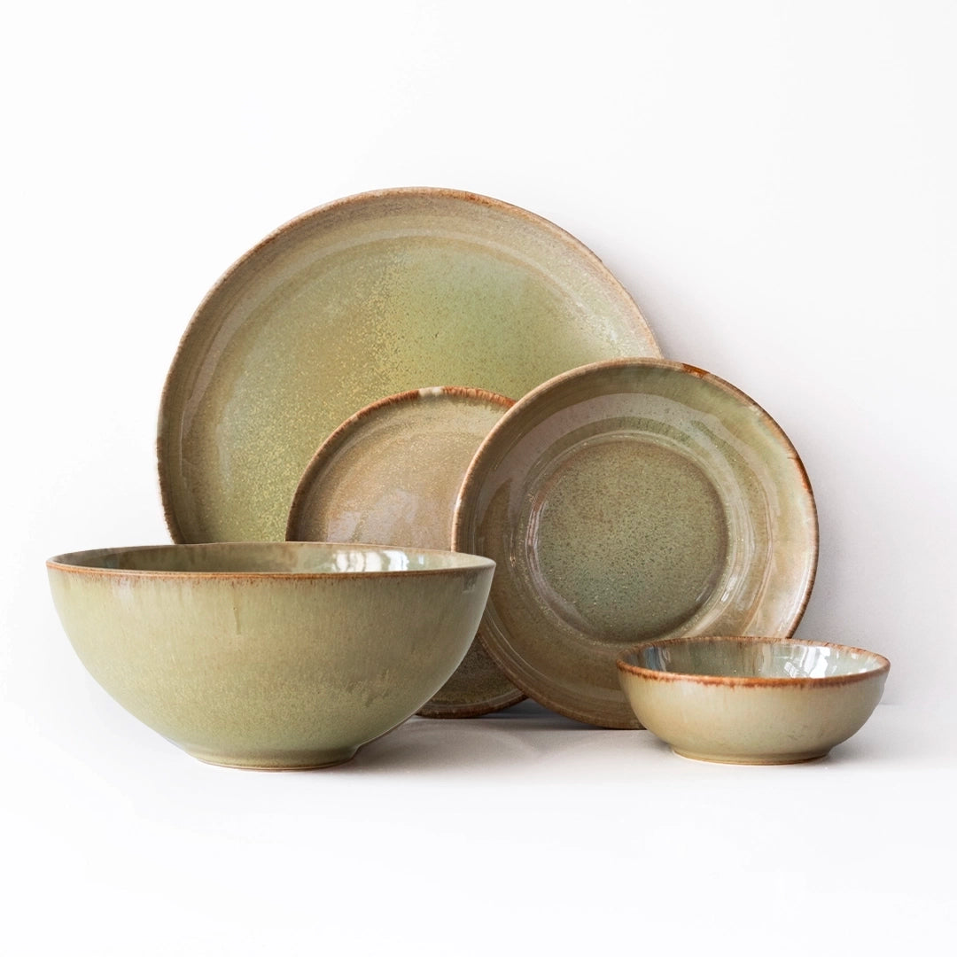 2 Kişilik Stoneware Yemek Takımı - Müdavim Yeşil