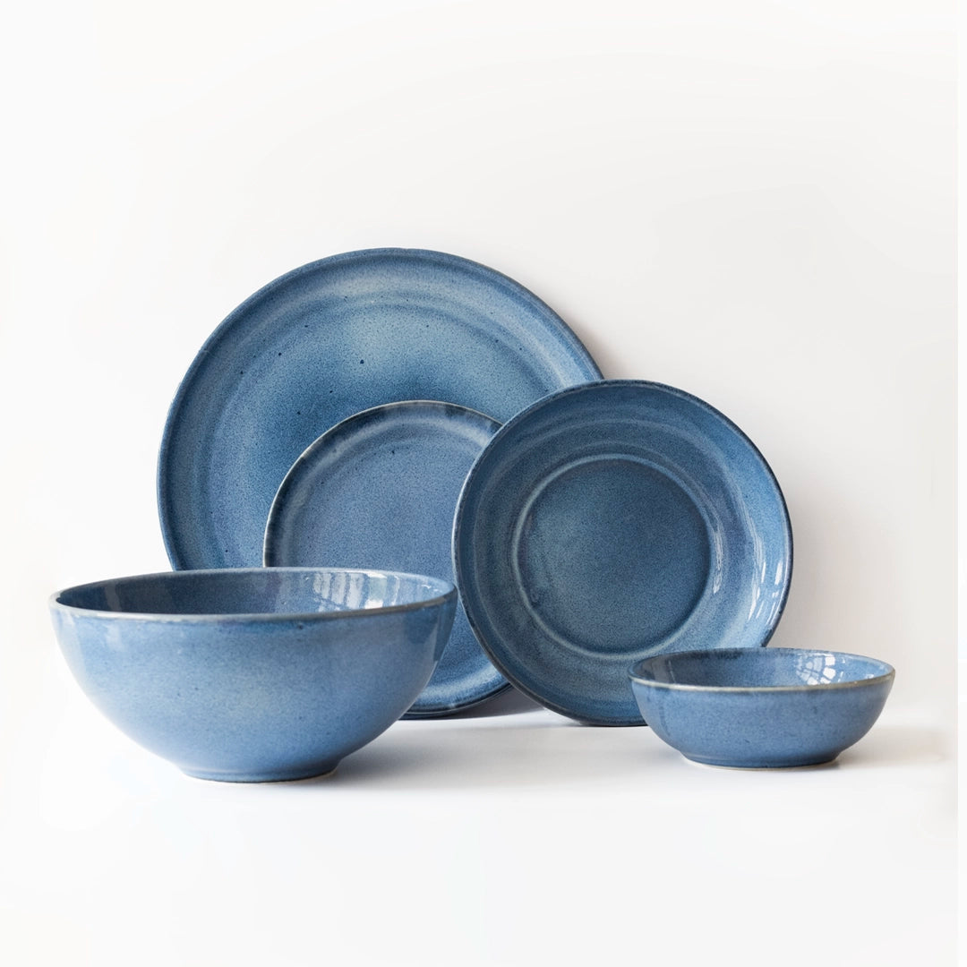 8 Kişilik Stoneware Yemek Takımı - Sayfi Mavi