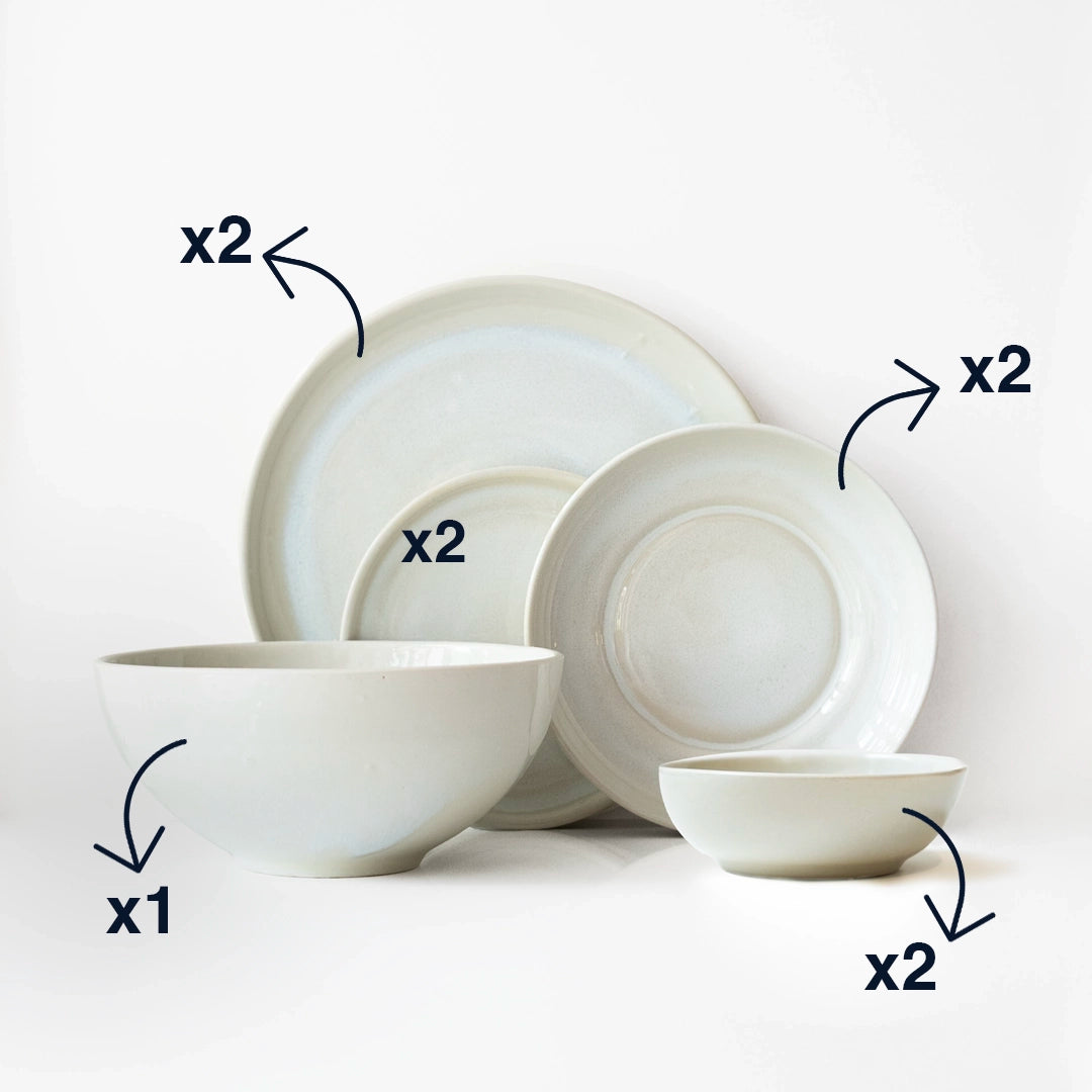 2 Kişilik Stoneware Yemek Takımı - İnci Beyaz