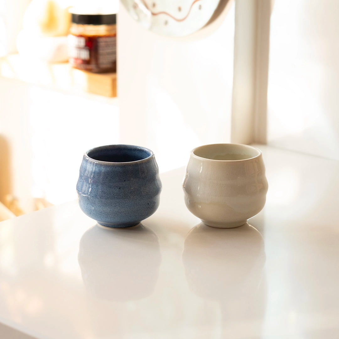 Paylaşım Ritüeli - Sabah Sessizliği No.2: Sayfi Mavi+İnci Beyaz Bardak