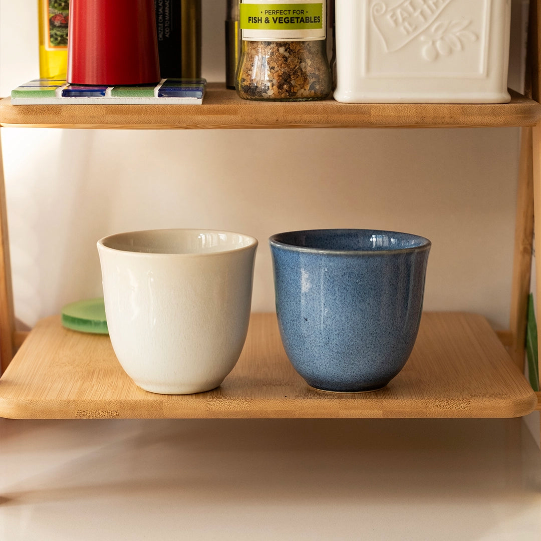 Paylaşım Ritüeli - İlk Kahve No.2: Sayfi Mavi+İnci Beyaz Chawan Bardak