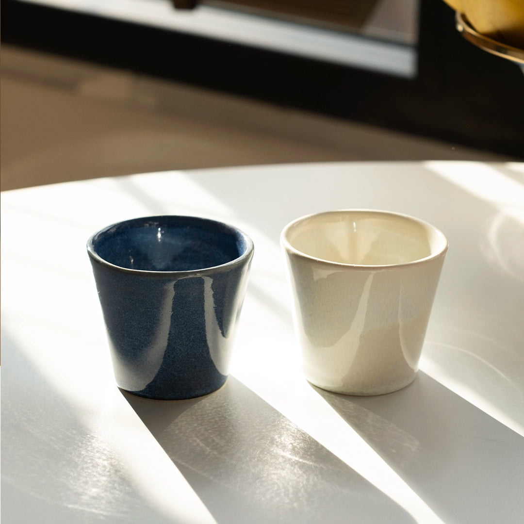 Paylaşım Ritüeli - Uyanış No.2: Sayfi Mavi+İnci Beyaz Espresso Bardağı