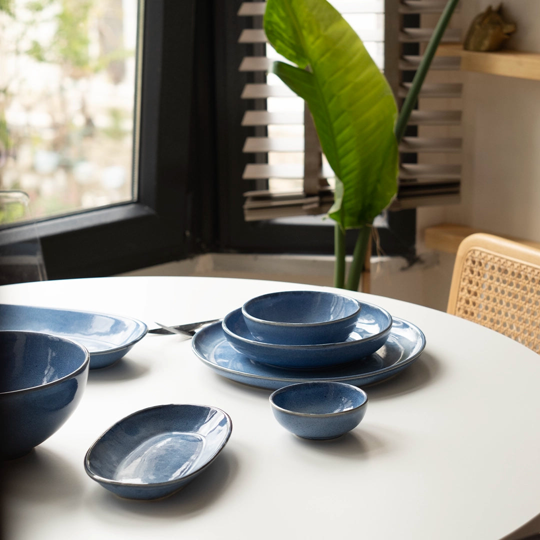 4 Kişilik Stoneware Yemek Takımı - Sayfi Mavi