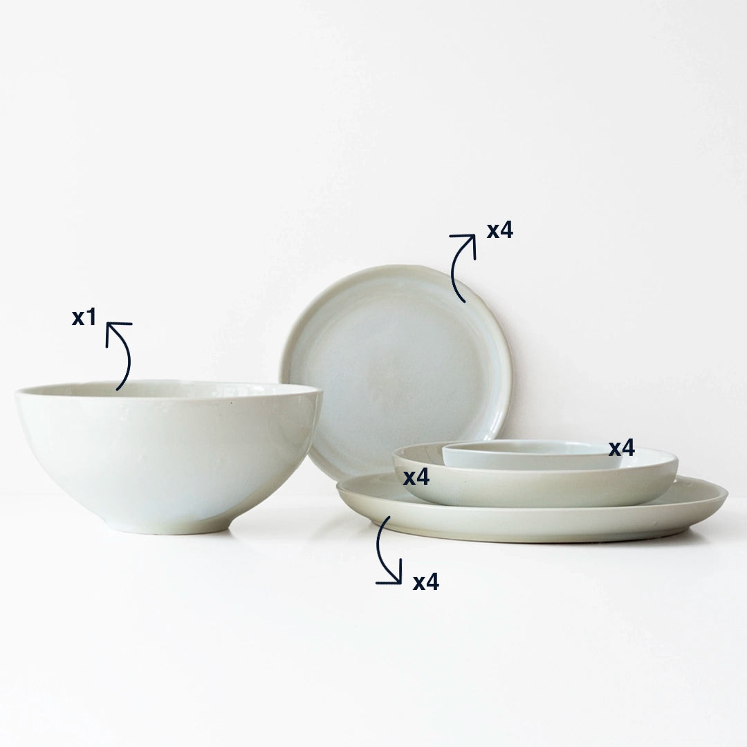 4 Kişilik Stoneware Yemek Takımı - İnci Beyaz