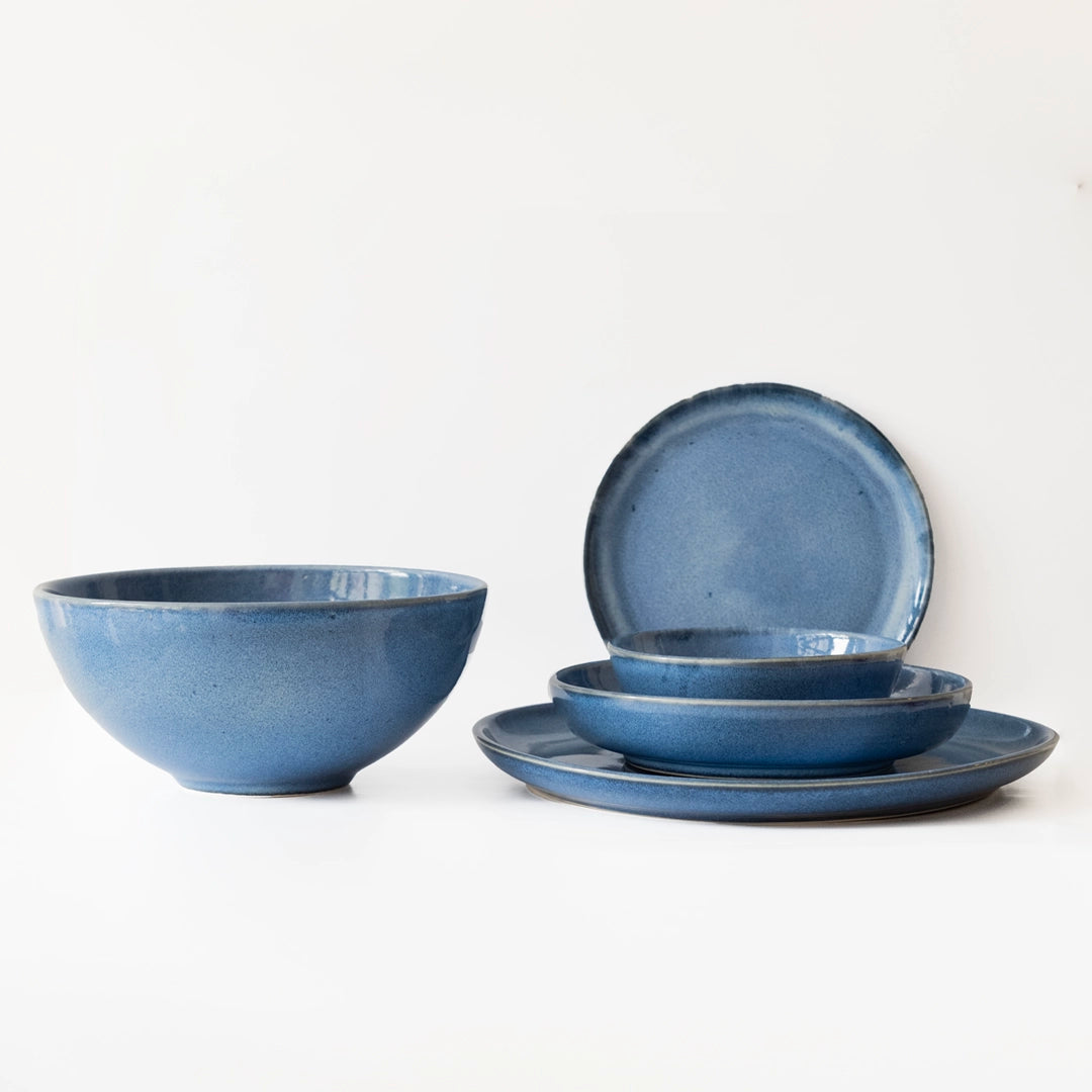 4 Kişilik Stoneware Yemek Takımı - Sayfi Mavi