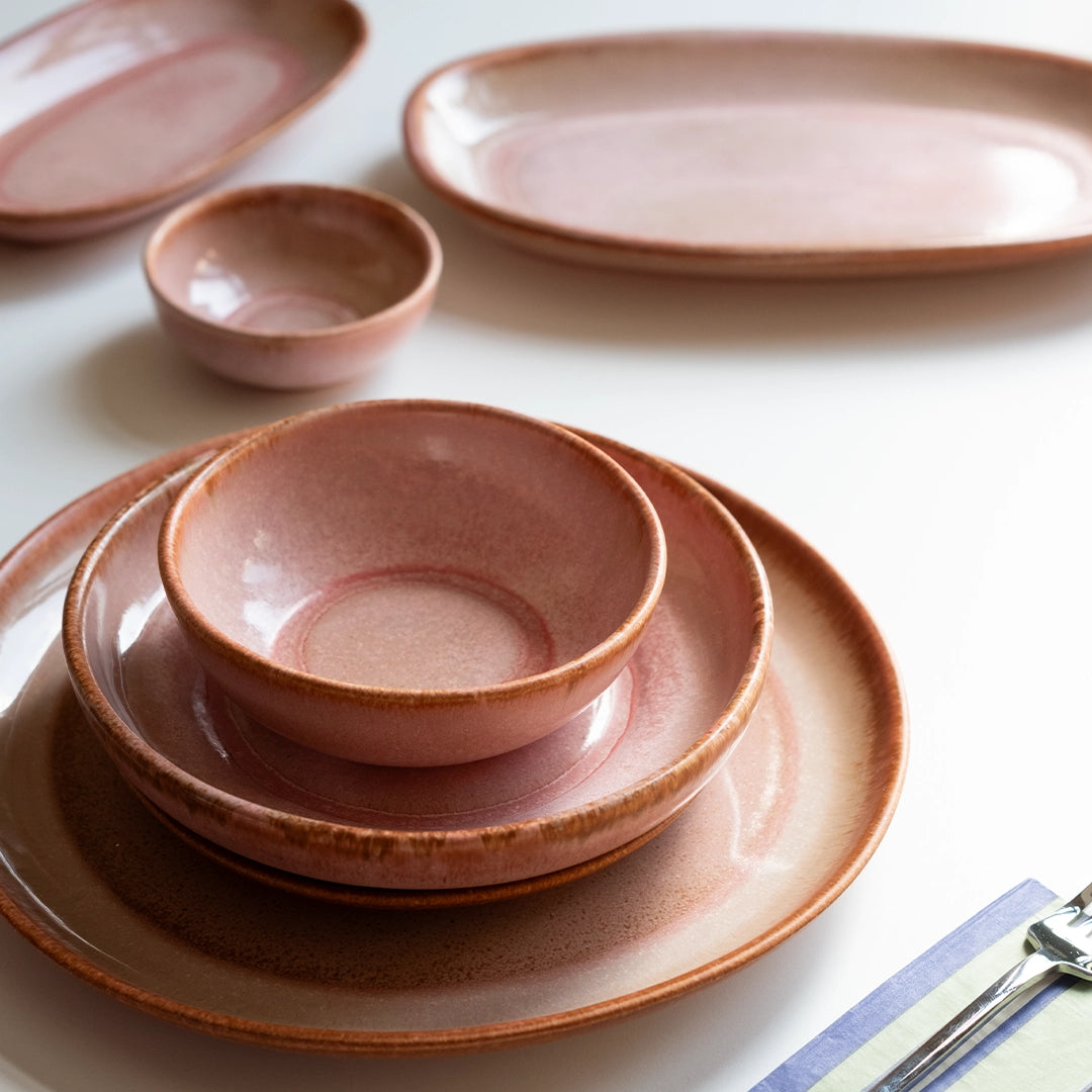 4 Kişilik Stoneware Yemek Takımı - Gonca Pembe