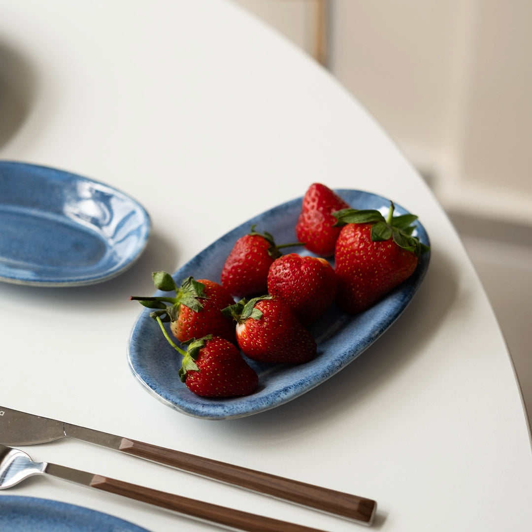 Stoneware Küçük Kayık Tabak - Sayfi Mavi