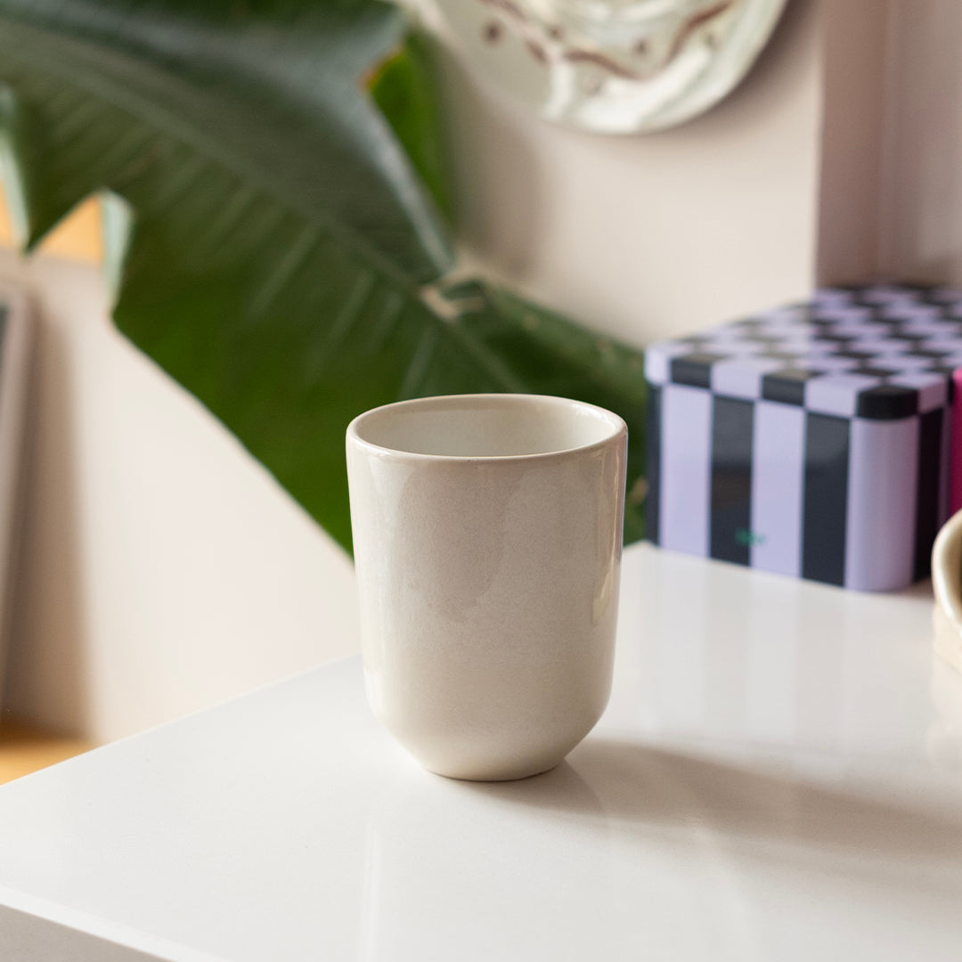 Stoneware Tumbler Bardak - İnci Beyaz