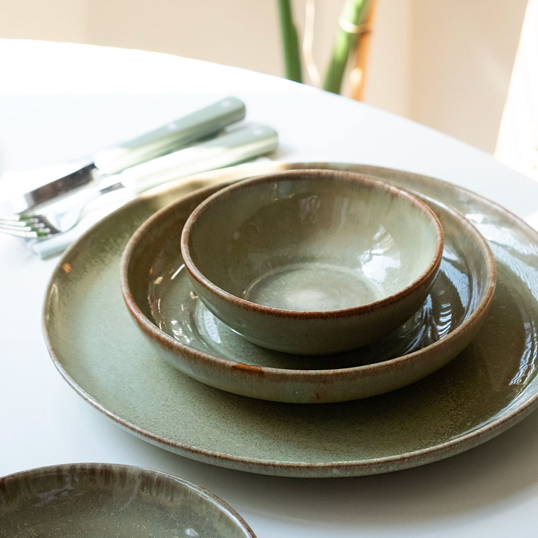 8 Kişilik Stoneware Yemek Takımı - Müdavim Yeşil