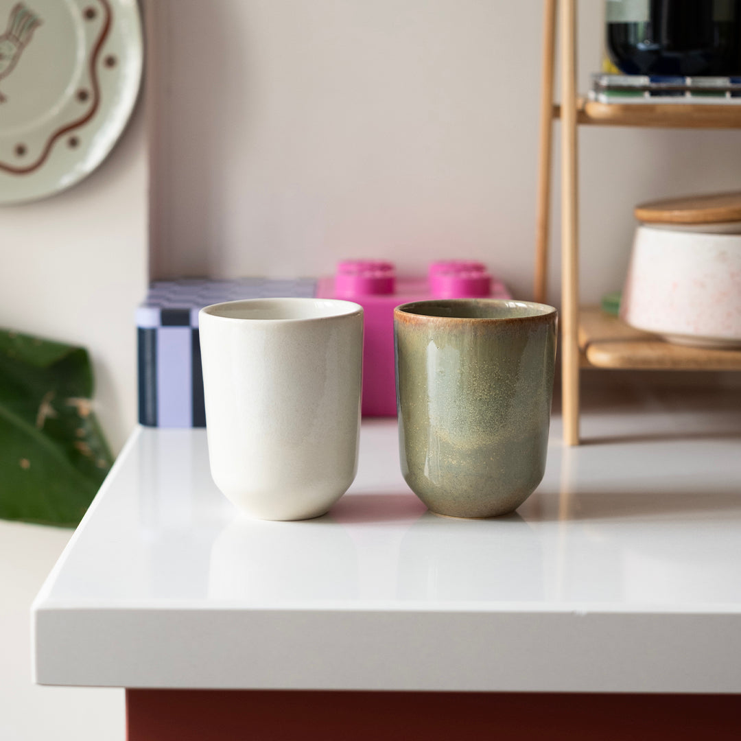Stoneware Tumbler Bardak - İnci Beyaz
