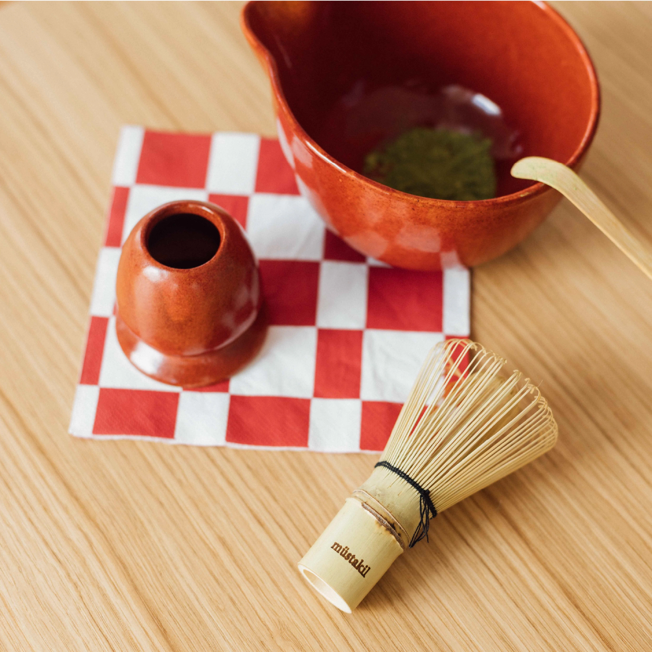 Stoneware Matcha Whisk Tutucu - Dem Kırmızı