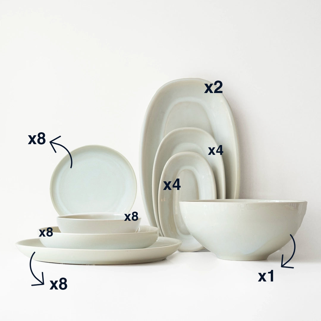 Kalabalık Sofralar Kayıklı Sofra Takımı - İnci Beyaz