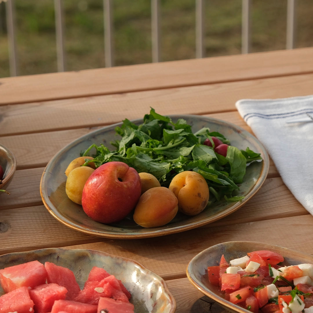 Stoneware Büyük Oval Tabak - Müdavim Yeşil