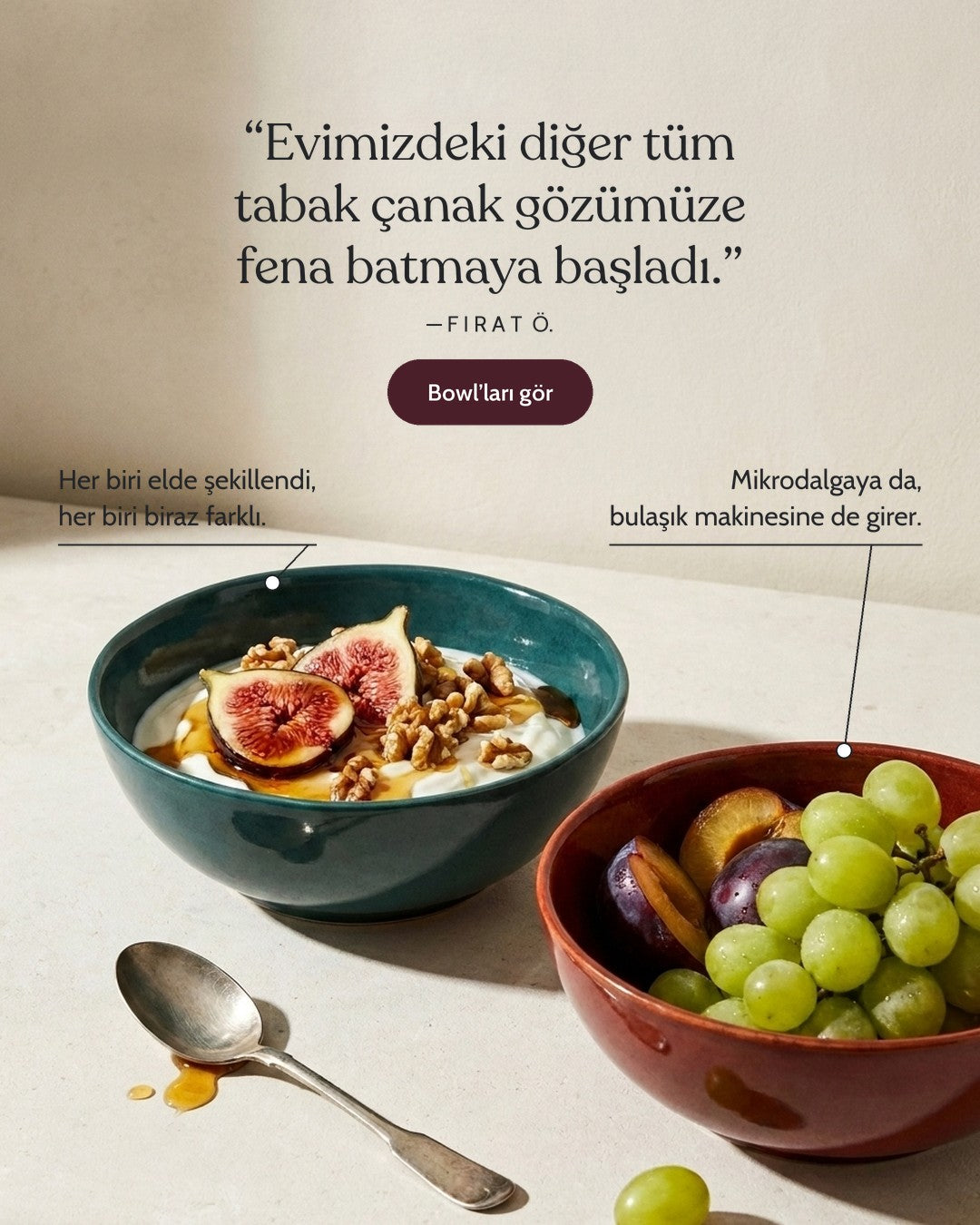 Bowl banner mobil — Firuze ve Dem stoneware bowl, müşteri yorumu