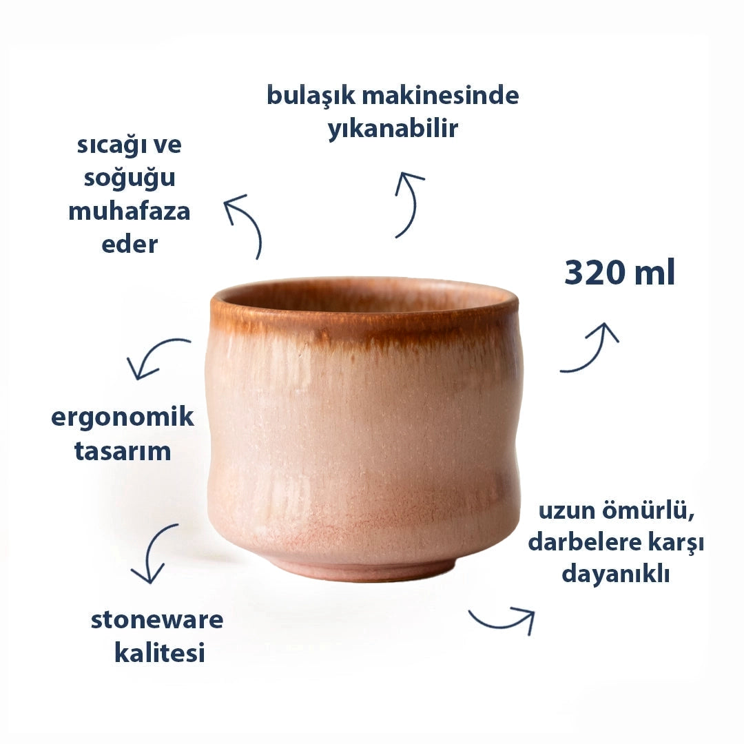 Stoneware Büyük Bardak - Gonca Pembe