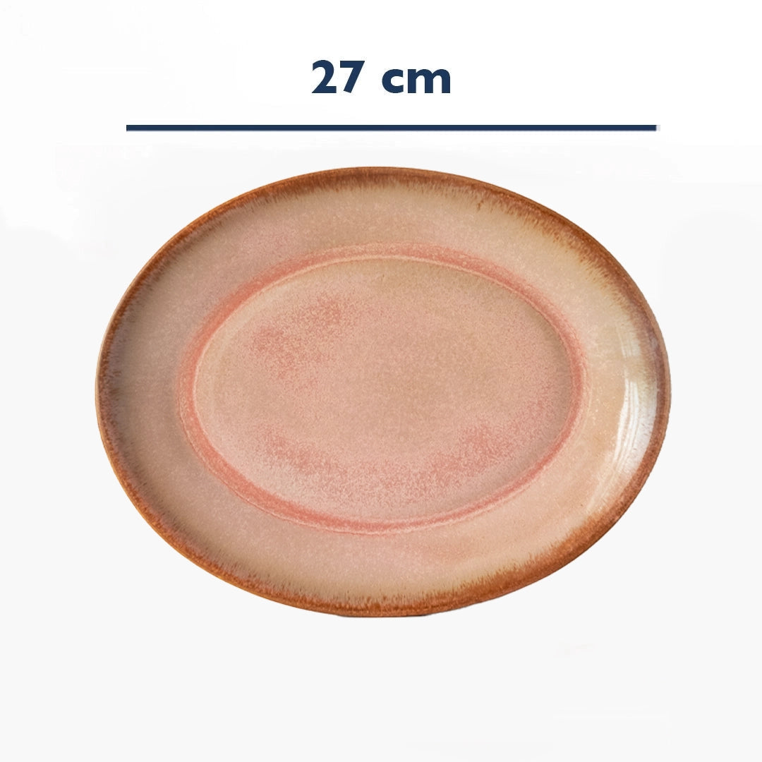 Stoneware Büyük Oval Tabak - Gonca Pembe