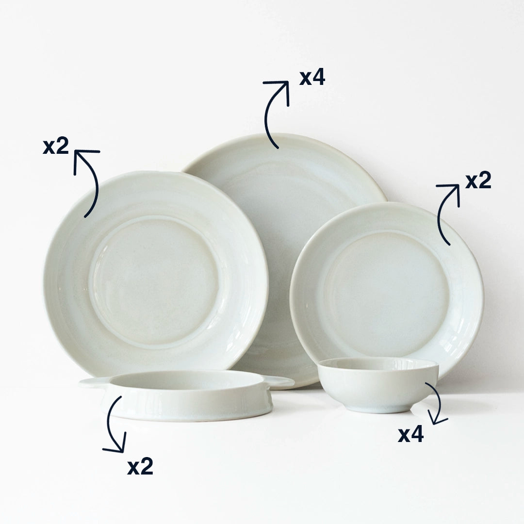 Çekirdek Aile Mezelikli Kahvaltı Takımı - İnci Beyaz