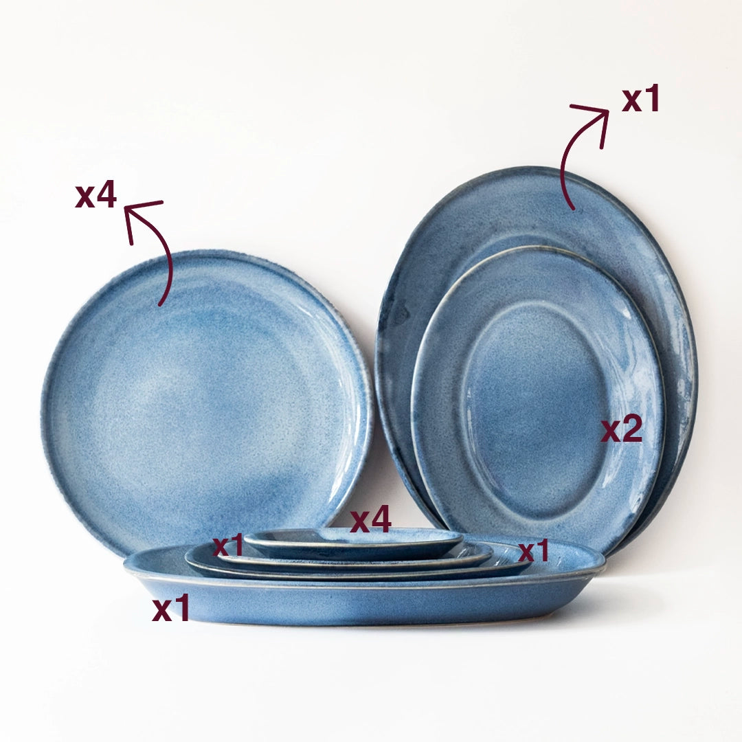 Çekirdek Aile Kayıklı Kahvaltı Takımı - Sayfi Mavi