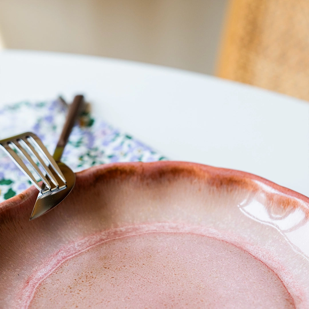 Stoneware Çiçek Derin Tabak - Gonca Pembe