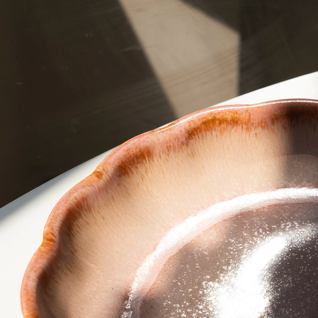 Stoneware Çiçek Derin Tabak - Gonca Pembe