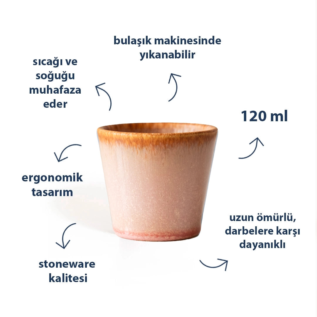 Stoneware Espresso Bardağı - Gonca Pembe