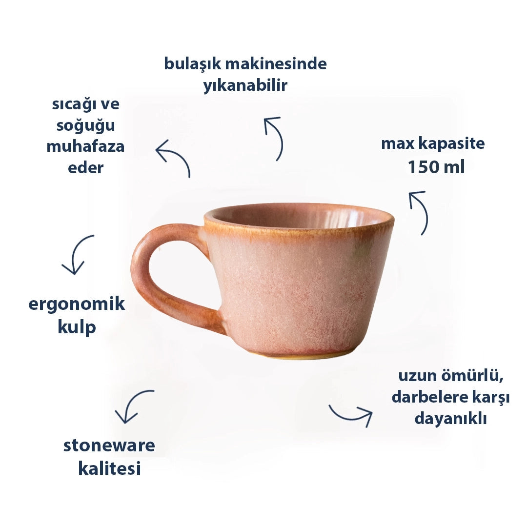 Stoneware Küçük Boy Kupa - Gonca Pembe