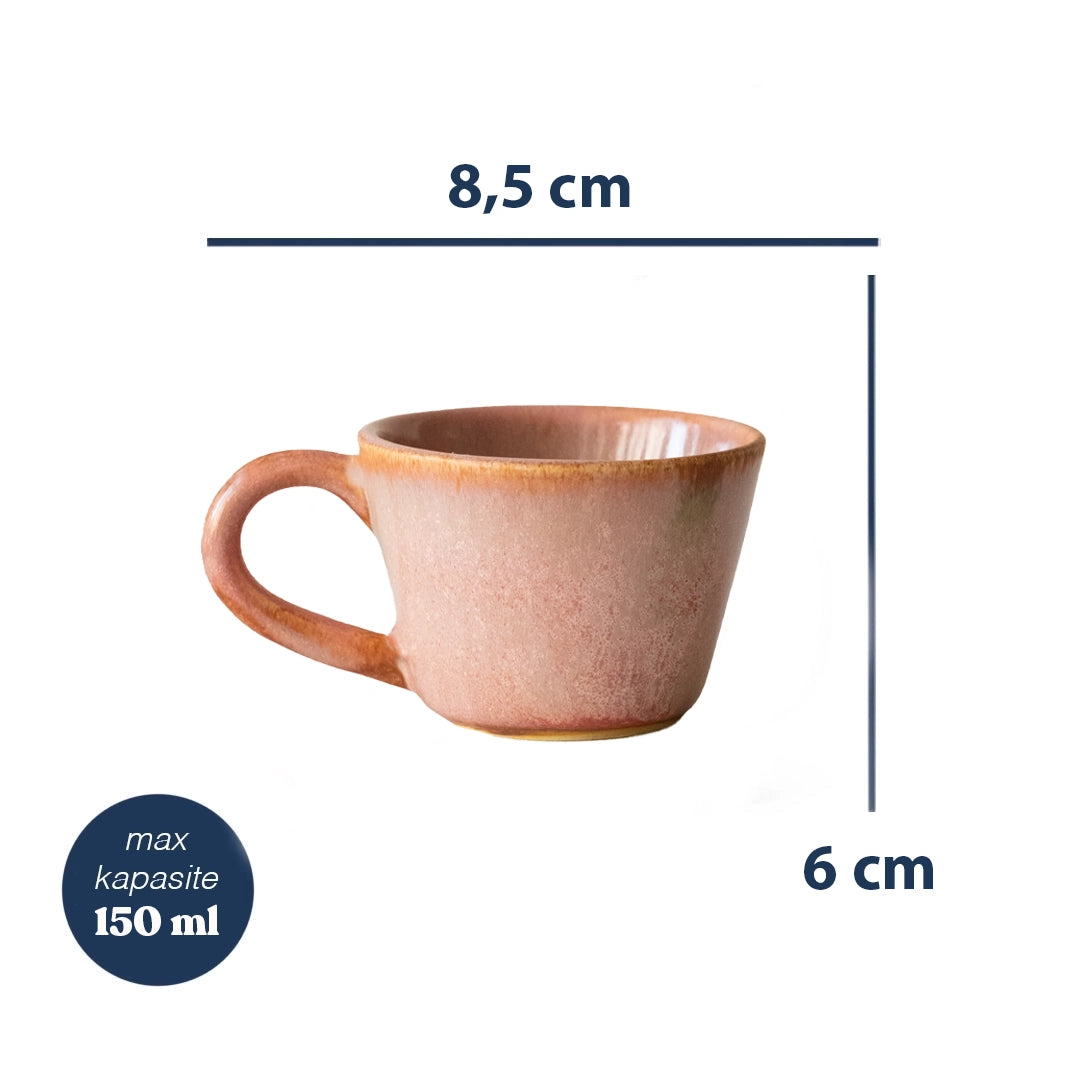 Stoneware Küçük Boy Kupa - Gonca Pembe