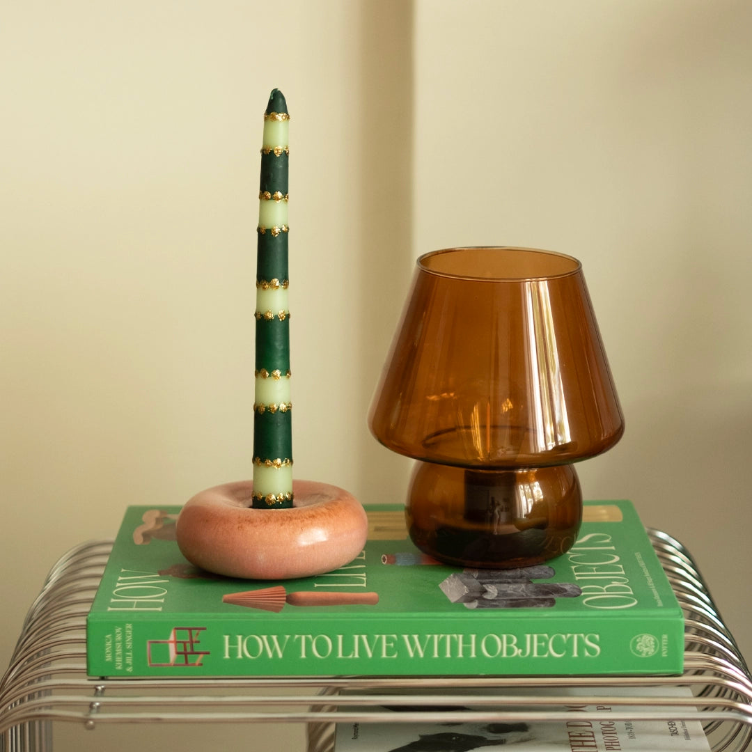 Stoneware Donut Şamdan - Gonca Pembe