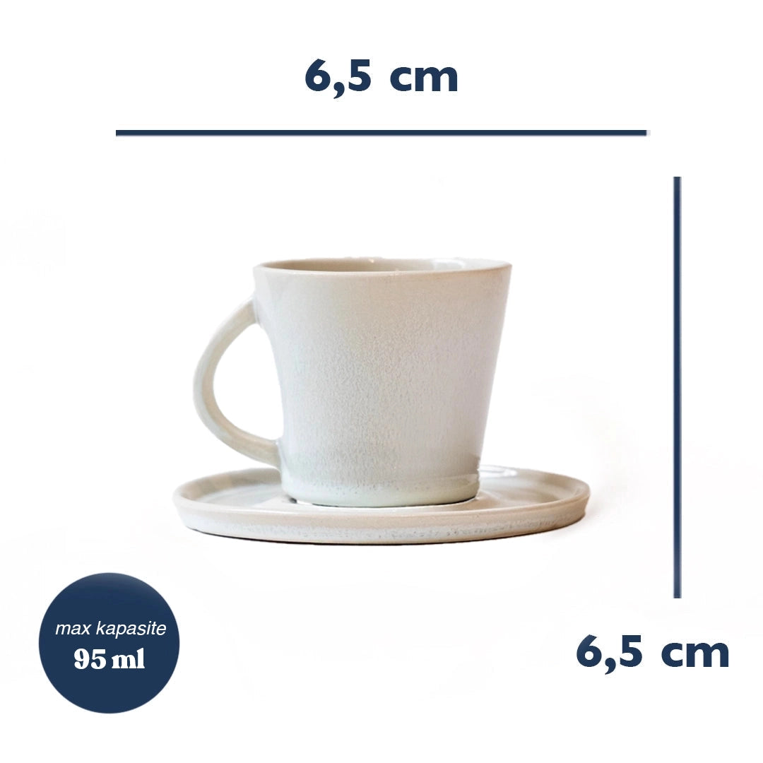 Stoneware Türk Kahvesi Fincanı - İnci Beyaz