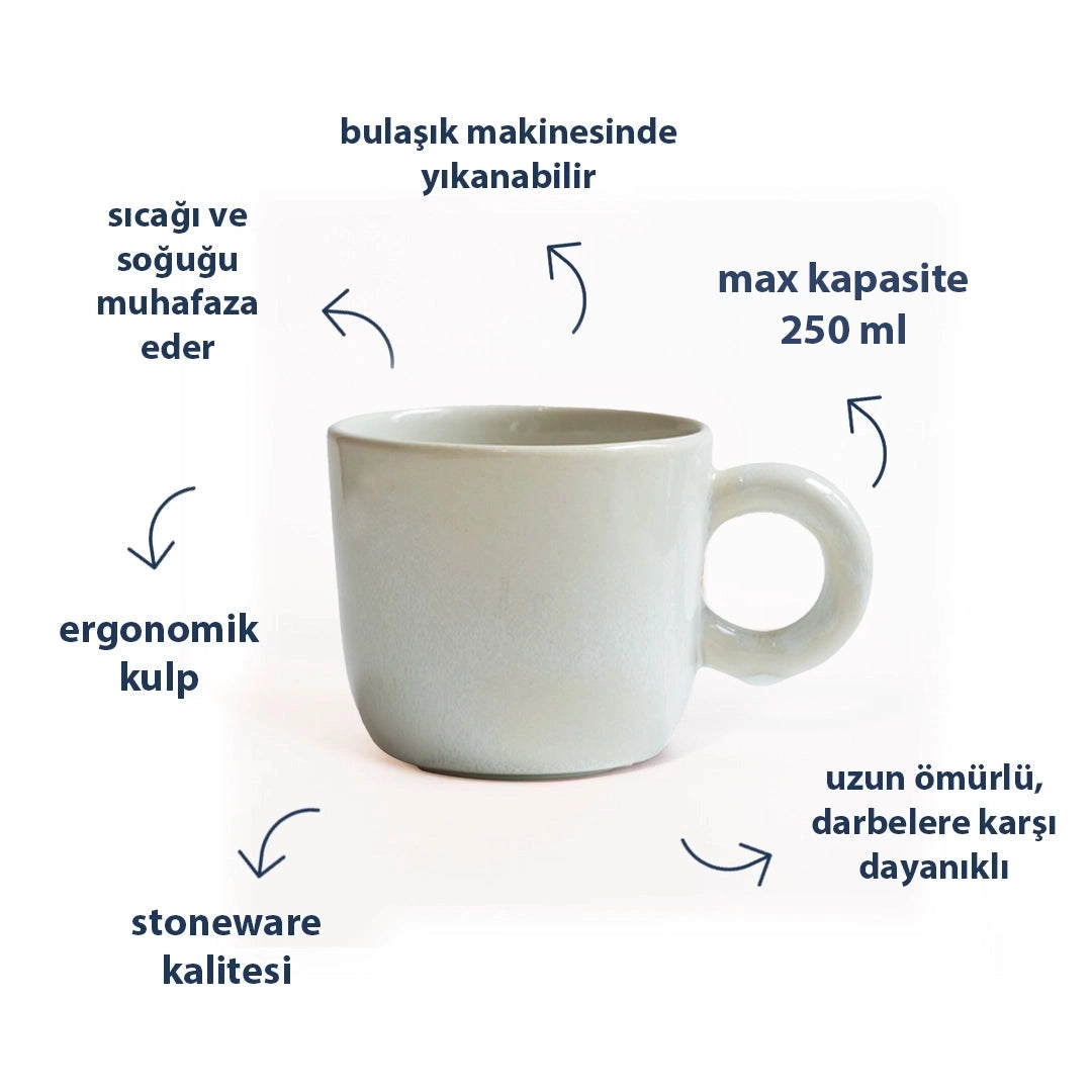 Stoneware Kupa - İnci Beyaz