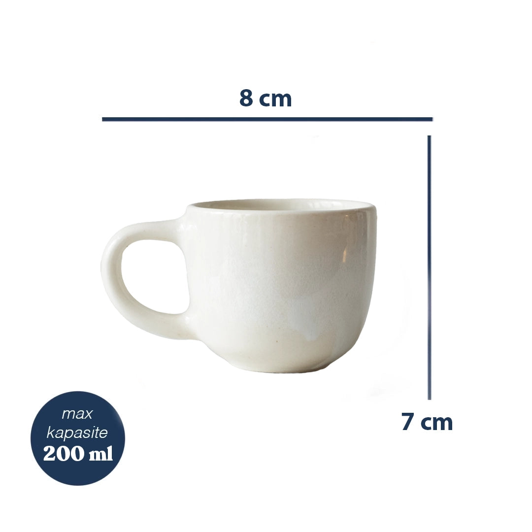 Stoneware Orta Boy Kupa - İnci Beyaz