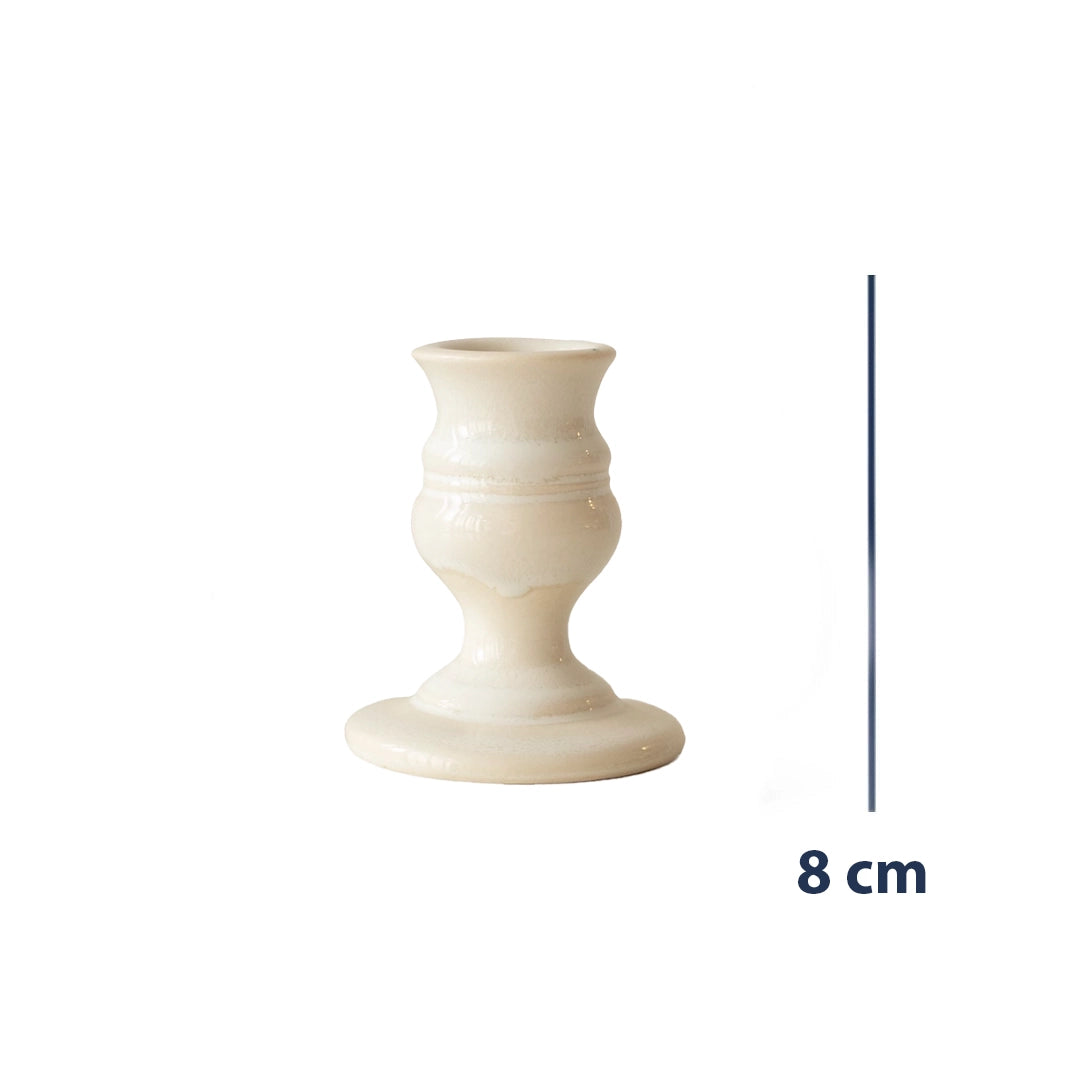Stoneware Şamdan - İnci Beyaz