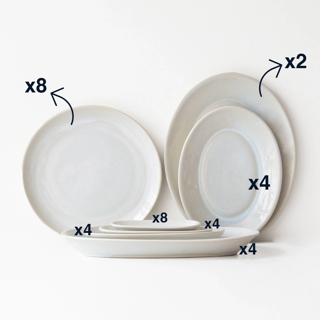 Kalabalık Sofralar Kayıklı Kahvaltı Takımı - İnci Beyaz