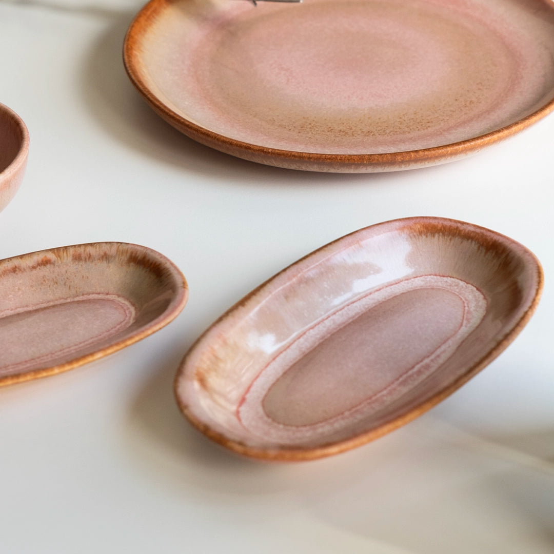 Stoneware Büyük Kayık Tabak - Gonca Pembe