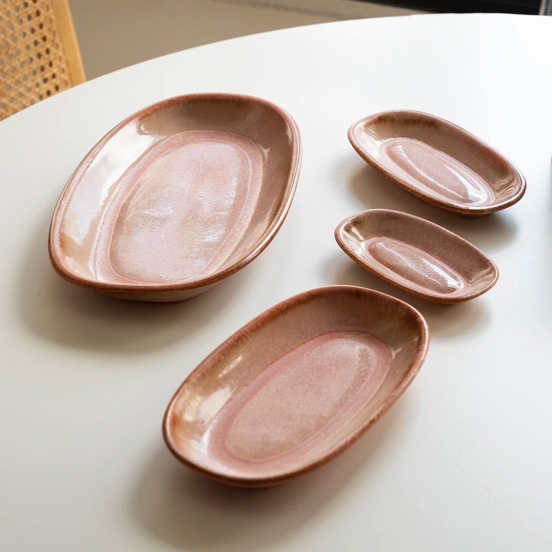 Stoneware Küçük Kayık Tabak - Gonca Pembe