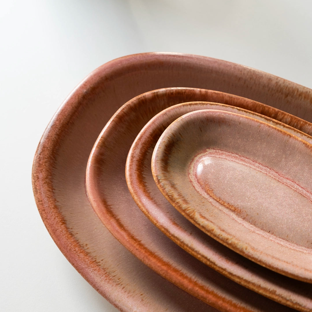 Stoneware Orta Kayık Tabak - Gonca Pembe