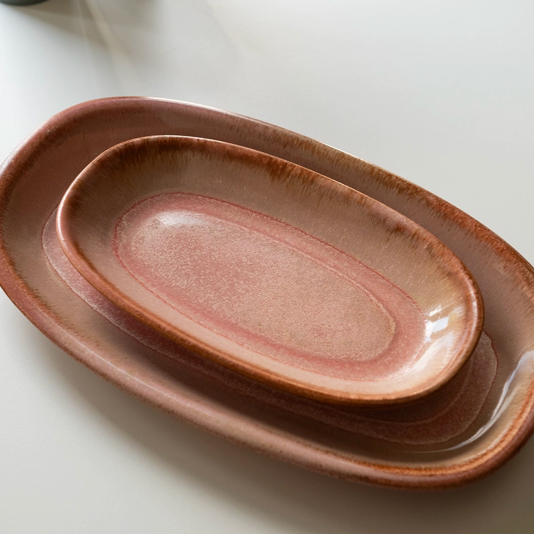 Stoneware Orta Kayık Tabak - Gonca Pembe