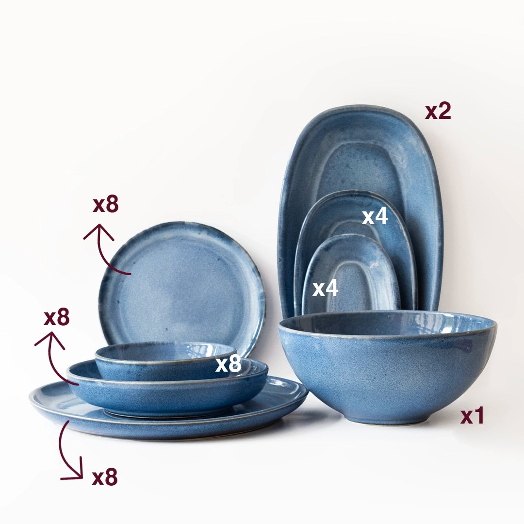 Kalabalık Sofralar Kayıklı Sofra Takımı - Sayfi Mavi