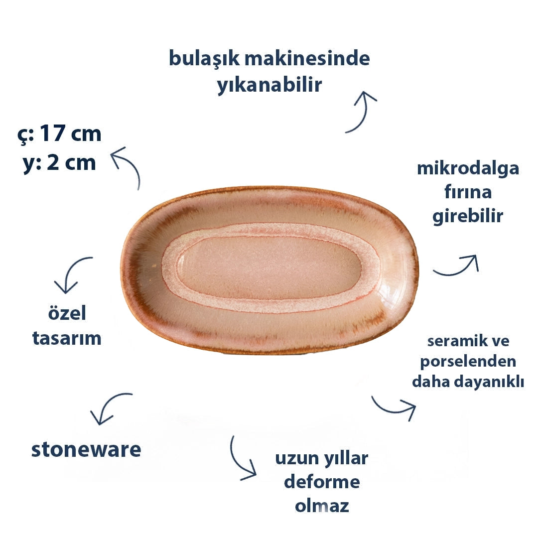 Stoneware Küçük Kayık Tabak - Gonca Pembe
