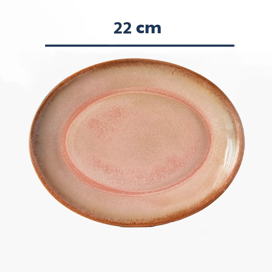Stoneware Küçük Oval Tabak - Gonca Pembe