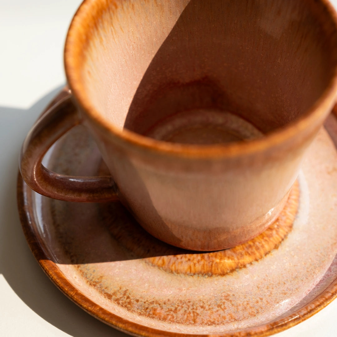 Stoneware Türk Kahvesi Fincanı - Gonca Pembe