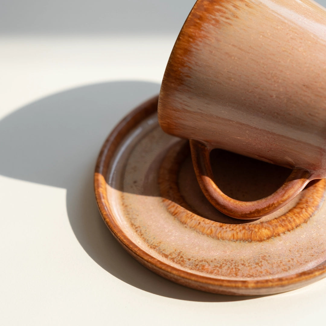 Stoneware Türk Kahvesi Fincanı - Gonca Pembe