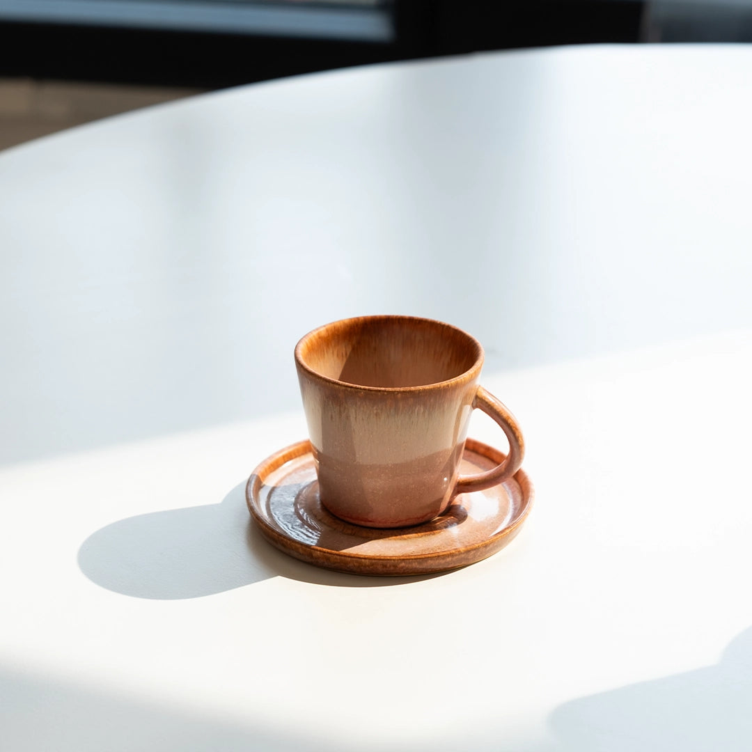 Stoneware Türk Kahvesi Fincanı - Gonca Pembe